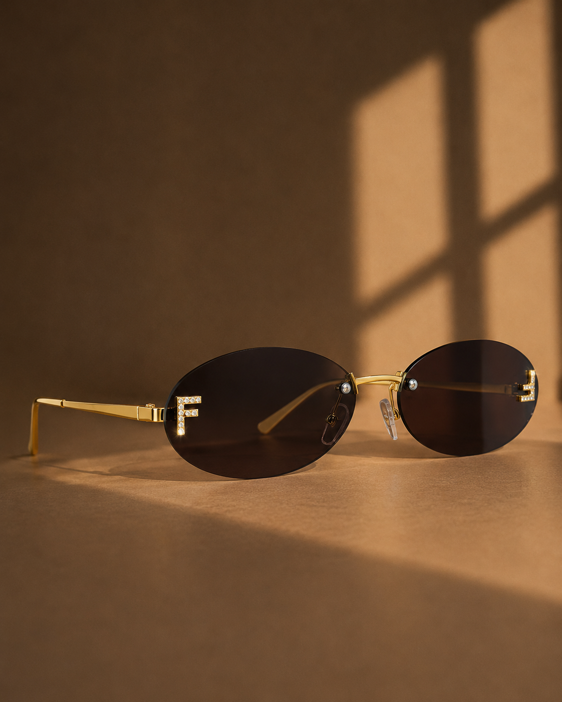 Lila Diamante Oval Sunglasses in Black
