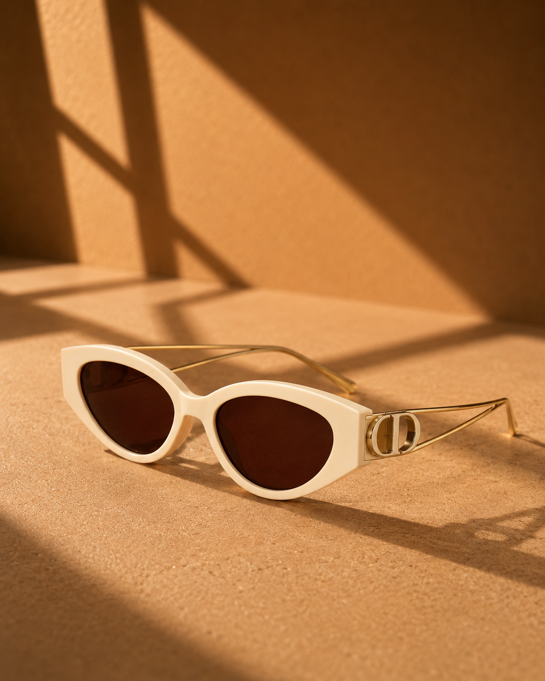 Cleo Cut Out Cat Eye Sunglasses in Cream