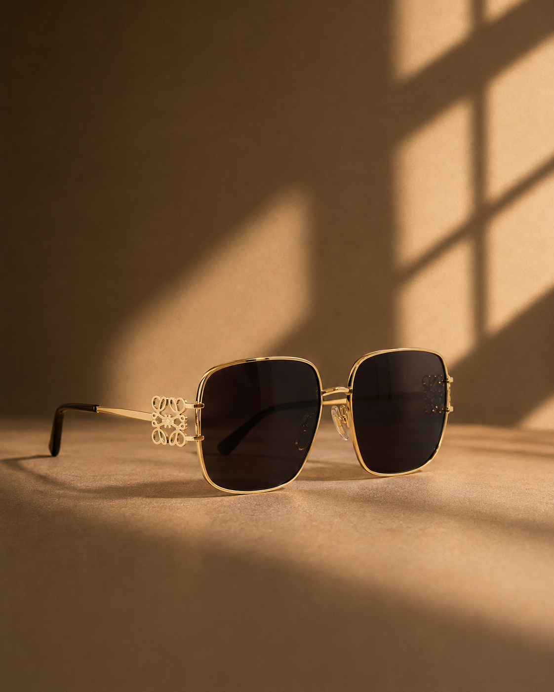 Maya Oversized Square Sunglasses in Black and Gold