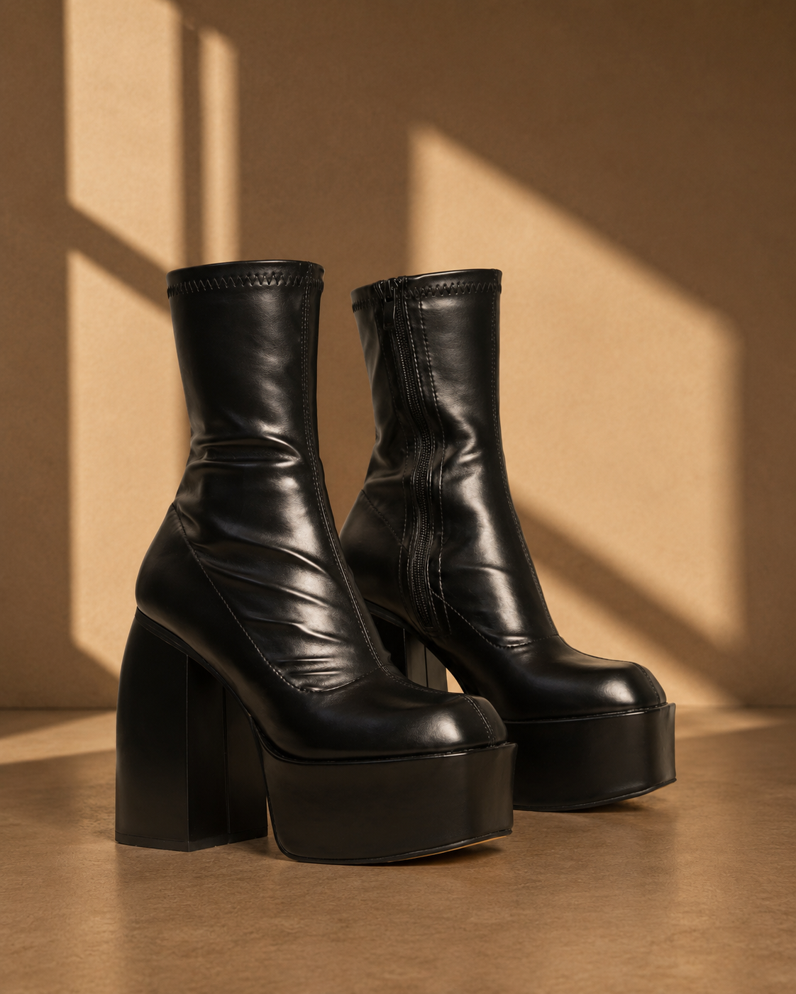 Sloane Platform Ankle Sock Boots in Black