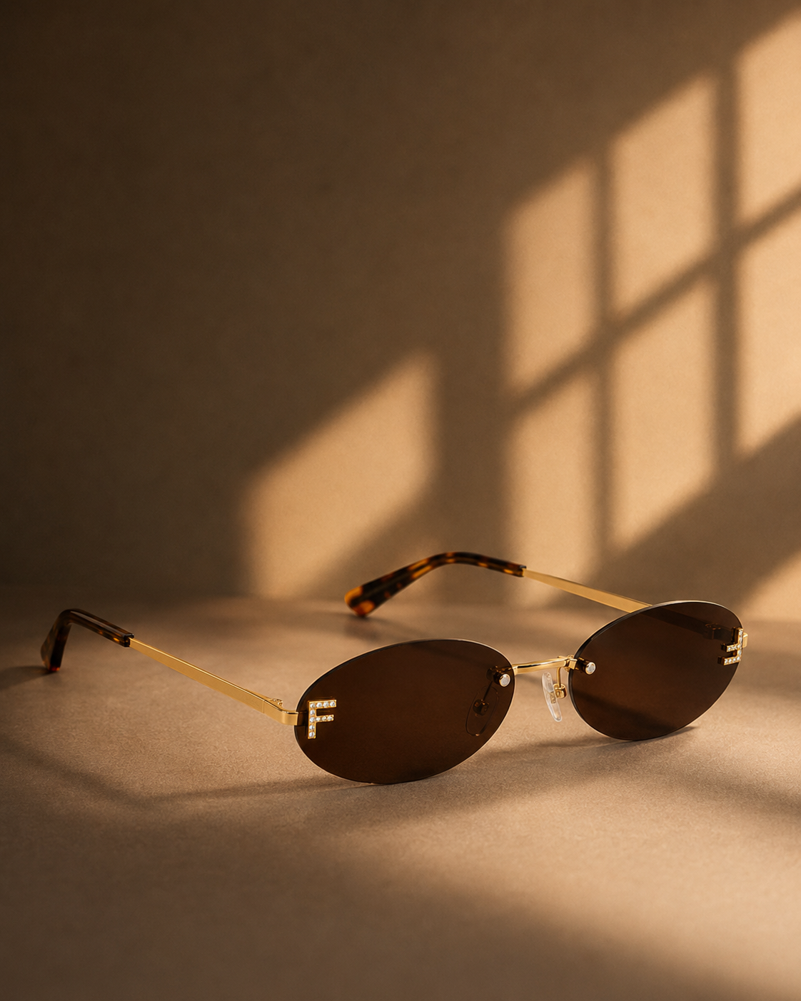 Lila Diamante Oval Sunglasses in Brown