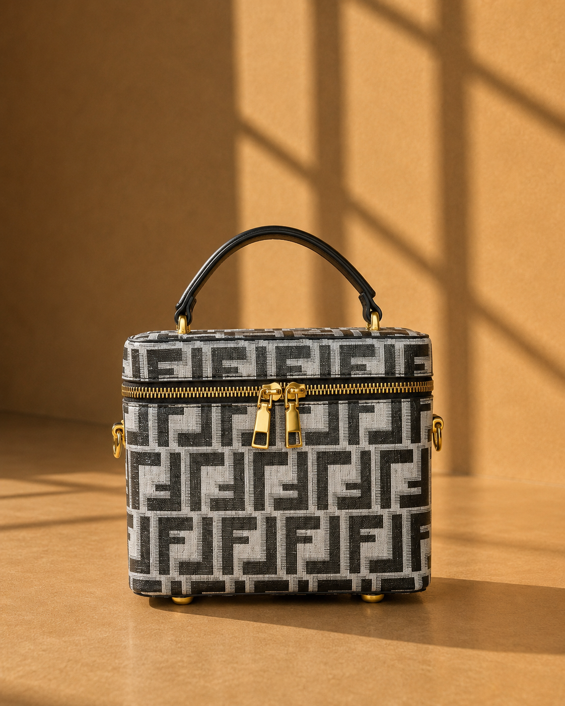 Vela Zip Top Vanity Bag in Black