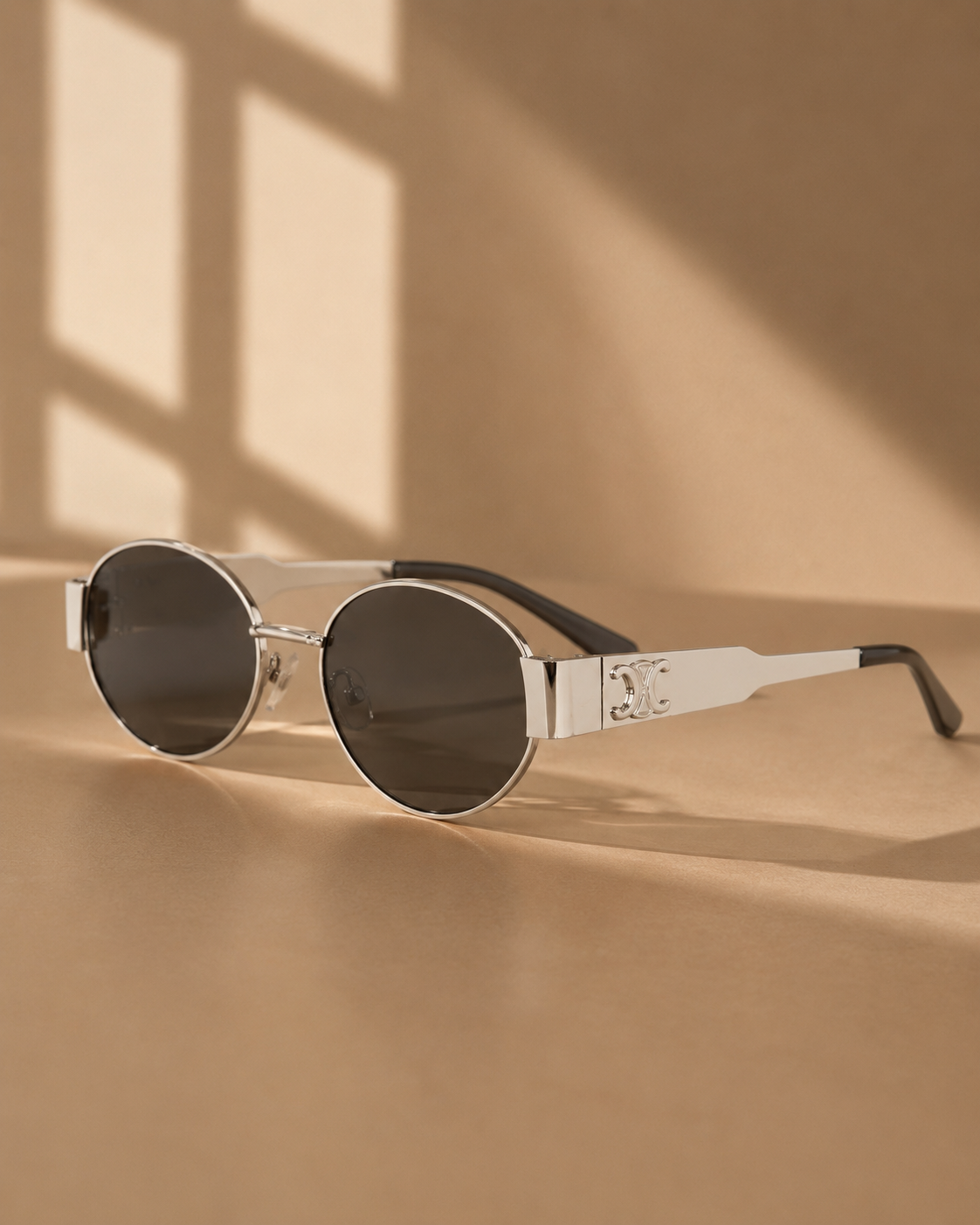 Sylvie Oval Cat Eye Sunglasses in Silver